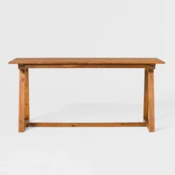 Saracina Home 66" Modern Slatted Rectangle Outdoor Dining Table With Trapezoid Legs -Saracina Home GUEST 01755950 2a94 483d adc0 ed4ac6246b2c