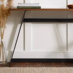 Urban Industrial Entry Table With Wood And Metal Dark Walnut - Saracina Home -Saracina Home GUEST 0231cc7e cb8f 4706 9fd1 297846bfe563