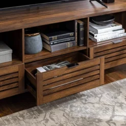 Visconti Boho Slat Door Storage Console TV Stand For TVs Up To 80" - Saracina Home -Saracina Home GUEST 05964e78 5172 45f0 943a 217d9616b40f