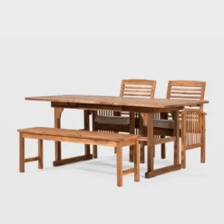 Ravenscroft 4pc Extendable Acacia Wood Outdoor Dining Set - Saracina Home -Saracina Home GUEST 05ab73f4 1340 427a b6c1 e995012a08c6