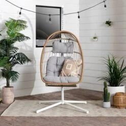 Toluca Hanging Outdoor Boho Egg Chair With Cushion - Saracina Home -Saracina Home GUEST 05e77d11 5bc0 4aed 8be6 80ea07404972
