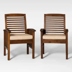 2pk Acacia Wood Patio Chairs With Cushions - Saracina Home -Saracina Home GUEST 06cfae64 d30b 448b b17c 0adbbfba89ad