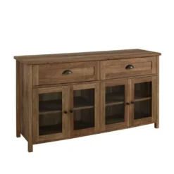 Millia Transitional Farmhouse 4 Door Sideboard With Glass Panels - Saracina Home -Saracina Home GUEST 072d6b7b 7d7b 469e 910a 77bb30f26747