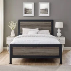 Queen Industrial Wood And Metal Bed - Saracina Home -Saracina Home GUEST 0aaa159b 9726 4847 a2ca 81faa2db453f