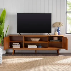 Solid Wood Mid-Century Modern TV Stand For TVs Up To 80" - Saracina Home -Saracina Home GUEST 13d172c2 7522 436c b47e 043357d4492b