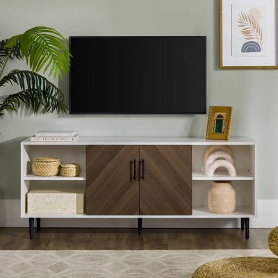 Angelo Modern 2 Door Bookmatch TV Stand for TVs up to 65" Ash Brown/White - Saracina Home Angelo Modern 2 Door Bookmatch TV Stand For TVs Up To 65" Ash Brown/White - Saracina Home -Saracina Home GUEST 16dd204f 53ed 4bd4 982d 16c302b4f79f