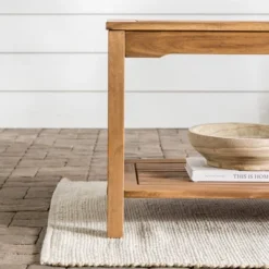 Ravenscroft Modern Boho Acacia Wood Slatted Outdoor Coffee Table With Lower Shelf - Saracina Home -Saracina Home GUEST 20e8c058 29f7 4dae 9c40 ba829a75f9e4