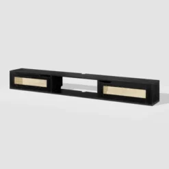 Modern Boho Floating TV Stand For TVs Up To 80" With Rattan Doors Black - Saracina Home 5 Modern Boho Floating TV Stand For TVs Up To 80" With Rattan Doors Black - Saracina Home -Saracina Home GUEST 25e22e1c 537a 4cda 8fdb bbe115b307cb