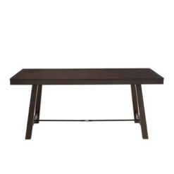71" Tanya Modern Farmhouse Metal Stretcher Dining Table Dark Brown Oak - Saracina Home -Saracina Home GUEST 318da050 abf9 4756 b1f1 bc601f9c5ee6
