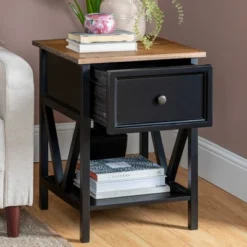 Set Of 2 Farmhouse Single Drawer V Frame Nightstands - Saracina Home -Saracina Home GUEST 37e94c5e 823d 4fff b6b8 c64e0f45834b