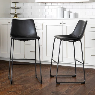Set of 2 Laslo Modern Upholstered Faux Leather Barstools - Saracina Home Set Of 2 Laslo Modern Upholstered Faux Leather Barstools - Saracina Home -Saracina Home GUEST 38b0fae0 bed1 4d14 a05c 2f037f0e7836