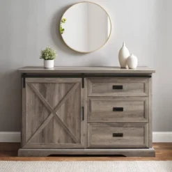 Orson Transitional Sliding X Barn Door Sideboard With 3 Drawers - Saracina Home -Saracina Home GUEST 3bb5de36 fc83 43c2 8cc9 cc5e886e592b