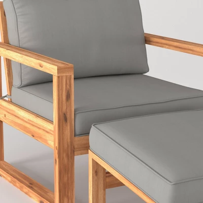 Galia 2pc Square Leg Acacia Wood Chair and Ottoman with Cushions - Brown - Saracina Home Galia 2pc Square Leg Acacia Wood Chair And Ottoman With Cushions - Brown - Saracina Home -Saracina Home GUEST 3de53d41 3e21 483c b5fd dd00d2e5b95e