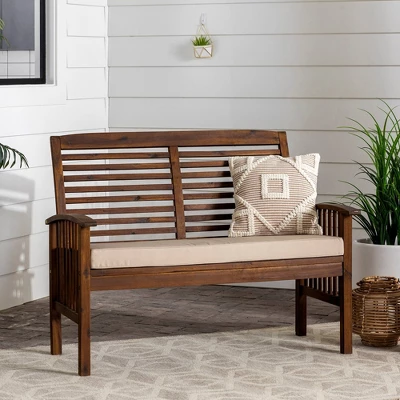 Ravenscroft Modern Boho Acacia Wood Slatted Outdoor Loveseat with Cushion - Saracina Home Ravenscroft Modern Boho Acacia Wood Slatted Outdoor Loveseat With Cushion - Saracina Home -Saracina Home GUEST 40bff483 b5bb 44be 88db 6989c5aba85c
