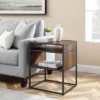 Modern Wood And Metal Side Table With Open Storage - Saracina Home