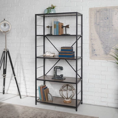 63" 4 Shelf Industrial Transitional Tall Bookshelf - Saracina Home 63" 4 Shelf Industrial Transitional Tall Bookshelf - Saracina Home -Saracina Home GUEST 42e64f0b 65ee 4392 87ff 7f720fd98ee0