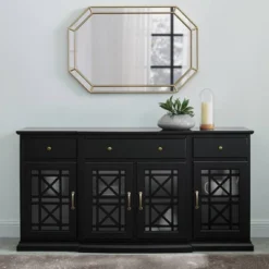 Selma Transitional 3 Tiered Ornate Fretwork Door Sideboard - Saracina Home -Saracina Home GUEST 4519c326 0c14 46d5 9b96 b5972325bc64