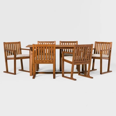 Saracina Home 7pc Modern Slatted Acacia Outdoor Dining Set with Trapezoid Legs Saracina Home 7pc Modern Slatted Acacia Outdoor Dining Set With Trapezoid Legs -Saracina Home GUEST 4a9c5be8 f083 42b7 b2bc 555b83314b2e