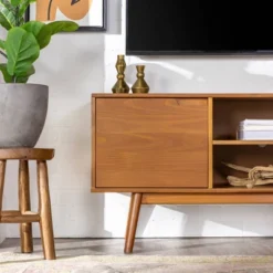 Solid Wood Mid-Century Modern TV Stand For TVs Up To 65" - Saracina Home -Saracina Home GUEST 4afdac7b ce07 40a9 92de c6ef5784b45e