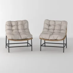 2pk Papasan Scoop Outdoor Patio Chair - Natural - Saracina Home 12 2pk Papasan Scoop Outdoor Patio Chair - Natural - Saracina Home -Saracina Home GUEST 4f90f799 f729 4ef9 9855 358f0a27be20