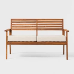 Saracina Home Mid-Century Modern Slatted Acacia Outdoor Bench -Saracina Home GUEST 57d905ae eee3 4700 a9c5 3da145005519