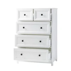 Farmhouse 5 Drawer Grooved Tall Storage Dresser White - Saracina Home -Saracina Home GUEST 59730227 3443 4480 9ec0 c768319687fc