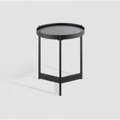 Modern Minimalist Tray Top Round Glass Side Table Black - Saracina Home -Saracina Home GUEST 59ba750c 7740 47a0 aae3 0b5bc640ae7a