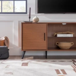 2 Door Mid-Century Modern Wood Storage TV Stand For TVs Up To 65" - Saracina Home -Saracina Home GUEST 59d9ba89 cb9a 4256 a9ae e85782706a5a