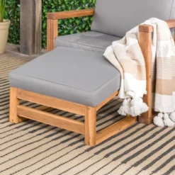 Galia 2pc Square Leg Acacia Wood Chair And Ottoman With Cushions - Brown - Saracina Home 6 Galia 2pc Square Leg Acacia Wood Chair And Ottoman With Cushions - Brown - Saracina Home -Saracina Home GUEST 60c10f7d 5b45 4211 b4ed 7da57de1baff