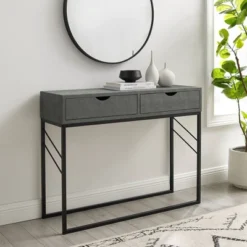 Faux Shagreen Modern 2 Drawer Entry Table - Saracina Home -Saracina Home GUEST 6219430c 32ea 4f7f 80c4 8c4b297fdf88