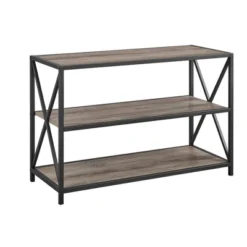 25.62" X Frame Metal And Wood Media Bookshelf - Saracina Home -Saracina Home GUEST 66341339 f03c 4dae b9cb d9a098afb416