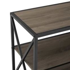 Modern Industrial X Frame Metal And Wood Media Bookshelf - Saracina Home -Saracina Home GUEST 679c835e 1c70 43ee 9683 1e0a83265bd8