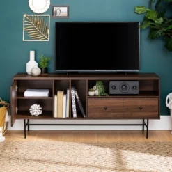 Modern Vinyl Record Player Storage TV Stand For TVs Up To 65" Dark Walnut - Saracina Home 9 Modern Vinyl Record Player Storage TV Stand For TVs Up To 65" Dark Walnut - Saracina Home -Saracina Home GUEST 6c93749b 723f 48d5 b9a2 78d4a4813679