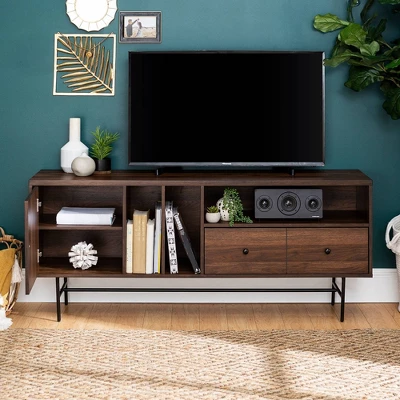Modern Vinyl Record Player Storage TV Stand for TVs up to 65" Dark Walnut - Saracina Home Modern Vinyl Record Player Storage TV Stand For TVs Up To 65" Dark Walnut - Saracina Home -Saracina Home GUEST 6c93749b 723f 48d5 b9a2 78d4a4813679