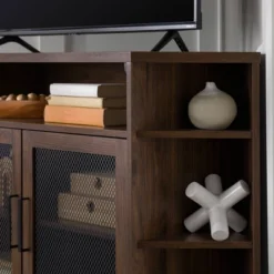 Corner TV Stand For TVs Up To 55" With Metal Mesh Doors - Saracina Home -Saracina Home GUEST 6e262574 297c 4cce 86ae cdd396454639