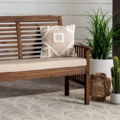 Ravenscroft Modern Boho Acacia Wood Slatted Outdoor Loveseat With Cushion - Saracina Home 12 Ravenscroft Modern Boho Acacia Wood Slatted Outdoor Loveseat With Cushion - Saracina Home -Saracina Home GUEST 762dd77f e412 406a b274 83d025f6813d