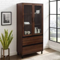 68" Glass Door Storage Hutch With Drawers - Saracina Home 2 68" Glass Door Storage Hutch With Drawers - Saracina Home -Saracina Home GUEST 7b3f7fe4 ebee 4be1 9216 88676888f83b