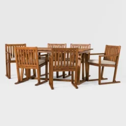 Saracina Home 7pc Modern Slatted Acacia Outdoor Dining Set With Trapezoid Legs 2 Saracina Home 7pc Modern Slatted Acacia Outdoor Dining Set With Trapezoid Legs -Saracina Home GUEST 7c578f64 72ae 46c5 ac48 00e4a01b963b