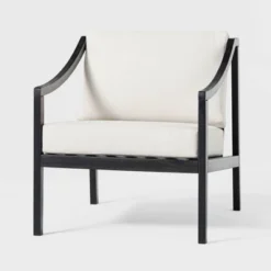 Saracina Home Mid-Century Modern Slatted Outdoor Acacia Arm Chair With Cushion -Saracina Home GUEST 7f93b25e 353b 44b2 9d3e af0185ca5dff