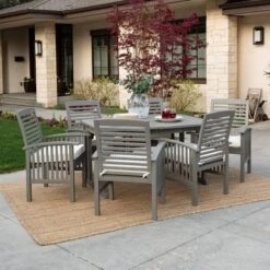 Ravenscroft 7pc Acacia Wood Patio Dining Set With Expandable Table Gray Wash - Saracina Home -Saracina Home GUEST 889c2880 646f 4dc8 8afa 505dda3449d8