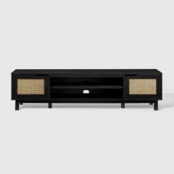 Modern Boho Storage TV Stand For TVs Up To 80" With Rattan Doors - Saracina Home -Saracina Home GUEST 892e34fc 82c9 4b9f b280 3974d040ea07