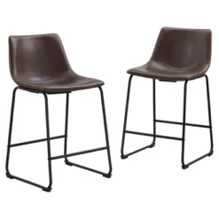 Set Of 2 Laslo Modern Upholstered Faux Leather Counter Height Barstools - Saracina Home -Saracina Home GUEST 8a89e0ae 83ad 4732 8e30 d5fe08b456a7