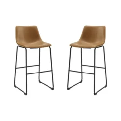 Set Of 2 Laslo Modern Upholstered Faux Leather Barstools - Saracina Home 8 Set Of 2 Laslo Modern Upholstered Faux Leather Barstools - Saracina Home -Saracina Home GUEST 8c012d75 c1e7 4c2d ab6f 6bef4ed84c65