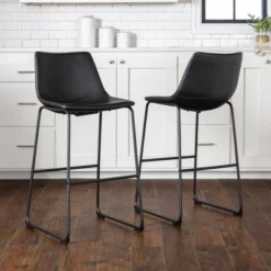 Set Of 2 Laslo Modern Upholstered Faux Leather Barstools - Saracina Home 4 Set Of 2 Laslo Modern Upholstered Faux Leather Barstools - Saracina Home -Saracina Home GUEST 8d2bb147 9e27 4a9c a007 2ebc8531c0c0