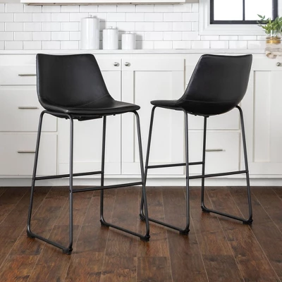 Set of 2 Laslo Modern Upholstered Faux Leather Barstools - Saracina Home Set Of 2 Laslo Modern Upholstered Faux Leather Barstools - Saracina Home -Saracina Home GUEST 8d2bb147 9e27 4a9c a007 2ebc8531c0c0