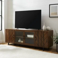 Vik Modern Boho 4 Door Herringbone TV Stand For TVs Up To 80" - Saracina Home -Saracina Home GUEST 9063eb92 b49a 4de7 8042 61e07cd7b281
