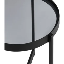 Modern Minimalist Tray Top Round Glass Side Table Black - Saracina Home -Saracina Home GUEST 960151b5 065b 41db b085 7e1b0b9be6a6