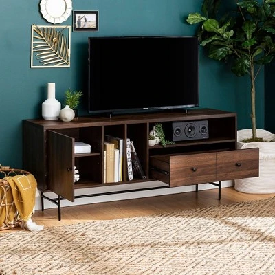 Modern Vinyl Record Player Storage TV Stand for TVs up to 65" Dark Walnut - Saracina Home Modern Vinyl Record Player Storage TV Stand For TVs Up To 65" Dark Walnut - Saracina Home -Saracina Home GUEST 98d6a861 7091 418c 9351 ed4df69ef1a9