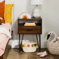 Amal Modern Single Drawer Hairpin Leg Nightstand - Saracina Home -Saracina Home GUEST 9a5d15e2 9596 4902 a3f4 23ba6c98cb48