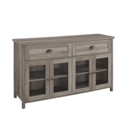 Millia Transitional Farmhouse 4 Door Sideboard With Glass Panels - Saracina Home -Saracina Home GUEST 9b6ac529 c417 4296 99e5 b07ffb399067